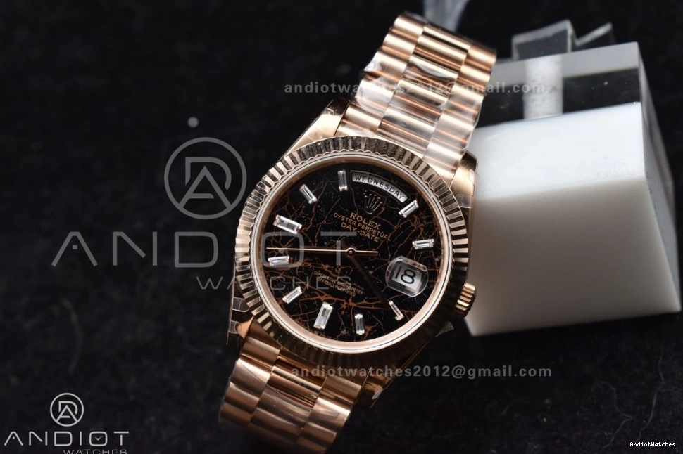 A Bracelet Bright Meteorite GMF Steel 904L On RG Crystal Markers DayDate 40 Dial President 706 1102